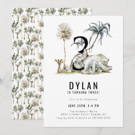 Dinosaur Theme 3:e födelsedagen Party Inbjudningar