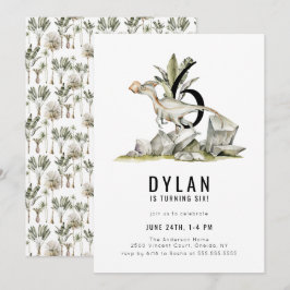 Dinosaur Theme 6e Födelsedagsfest Inbjudningar