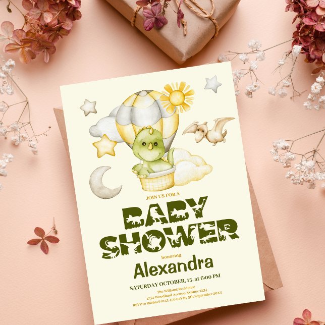 Dinosaur Theme Baby Shower Inbjudningar (Skapare uppladdad)
