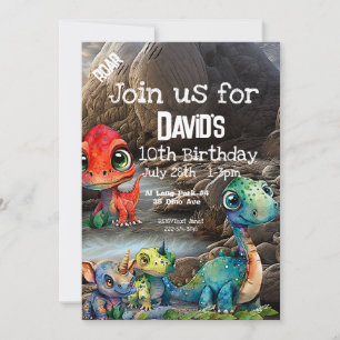 Dinosaur Theme Birthday Inbjudningar