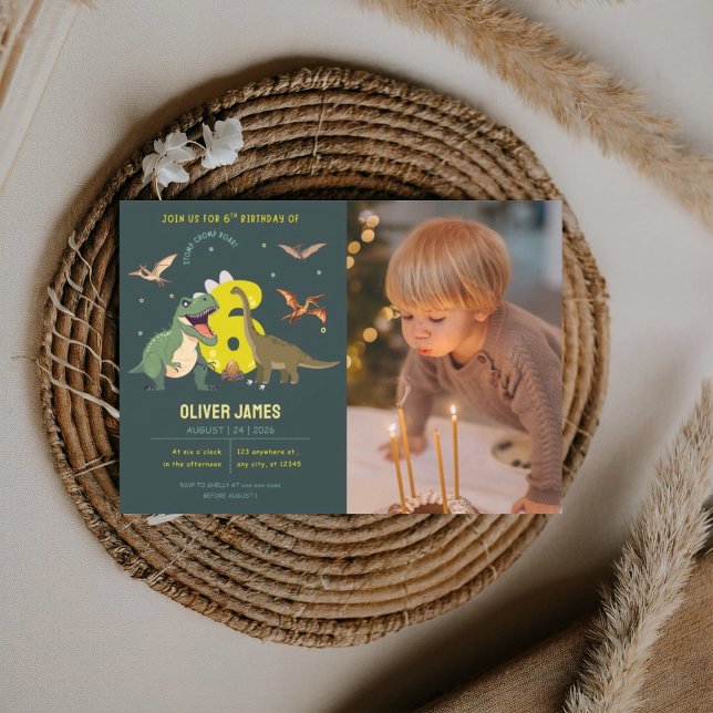 Dinosaur theme boy 6th birthday  inbjudningar (Skapare uppladdad)