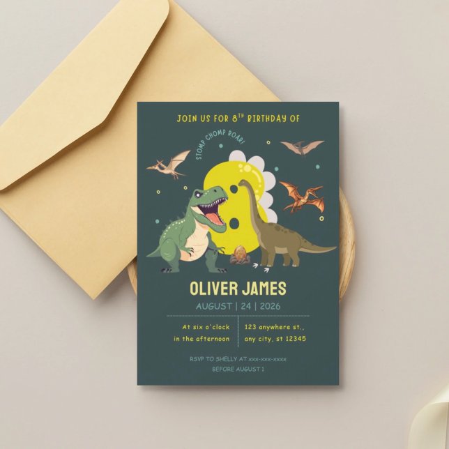 Dinosaur theme boy 8th birthday  inbjudningar (Skapare uppladdad)