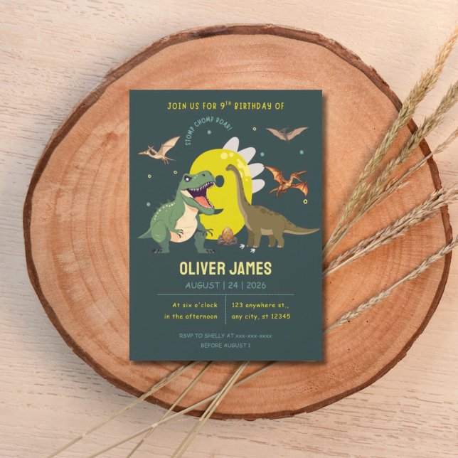 Dinosaur theme boy 9th birthday  inbjudningar (Skapare uppladdad)