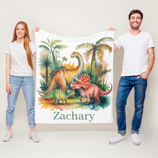 Dinosaur Theme Boy Birthday Party Fleecefilt (På plats)