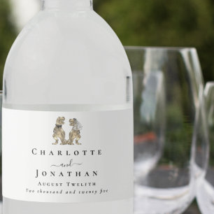 Dinosaur Theme Bröllop Anpassningsbar Vattenflaska Etikett