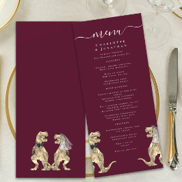 Dinosaur Theme Bröllop Burgundy & Cream Meny