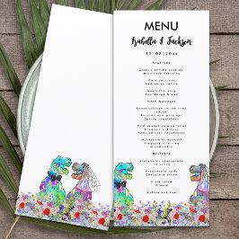 Dinosaur Theme Bröllop Colorful Wildblomma Meny