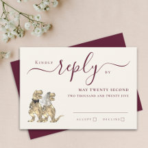 Dinosaur Theme Bröllop svarar Burgundy Cream