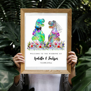 Dinosaur Theme Bröllop Välkommen Poster