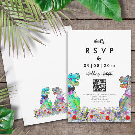 Dinosaur Theme Bröllop webbplats QR-kod OSA Kort