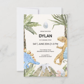 Dinosaur Theme Födelsedagsfest inbjudan