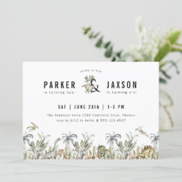 Dinosaur Theme Joint Födelsedagsfest Inbjudningar