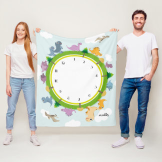 Dinosaur Theme Milestone Blankets Fleecefilt