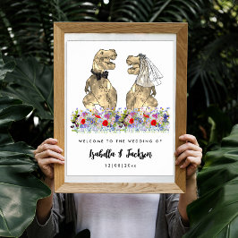 Dinosaur Theme Wildblomme Bröllop Välkommen Poster