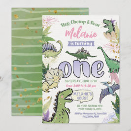 Dinosaur Thmet Party 1:a födelsedagen Inbjudningar