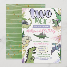 Dinosaur Thmet Party 2:a födelsedagen Inbjudningar