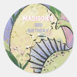 Dinosaur Thmet Party Birthday Runt Klistermärke