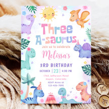 Dinosaur Three A-Saurus 3:e födelsedagen Party