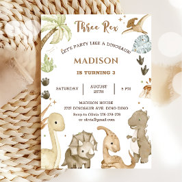 Dinosaur Three Rex 3-årsfest Inbjudningar