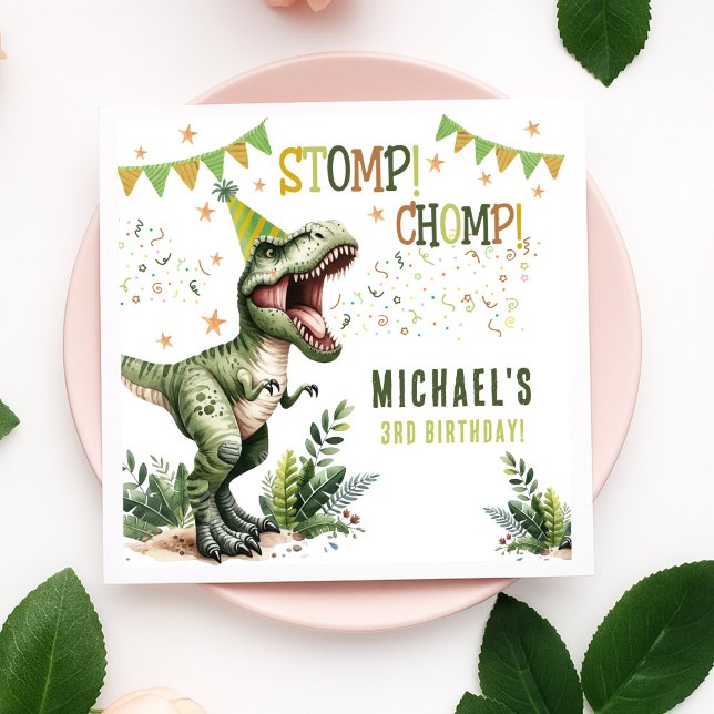 Dinosaur Three Rex 3rd Birthday Party  Pappersservett (Skapare uppladdad)