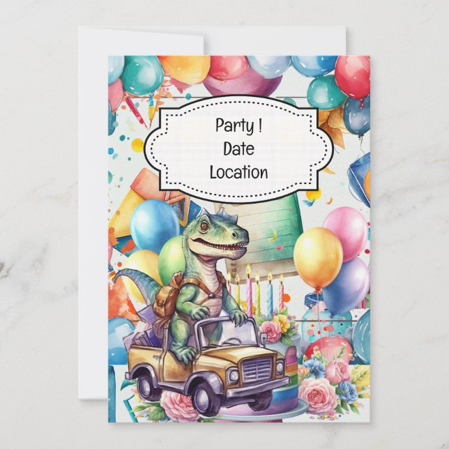 Dinosaur Tillbaka till skolan tema för student  Inbjudningar (Framsida)