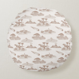 Dinosaur Toile Rund Kudd (Tan) Kudde