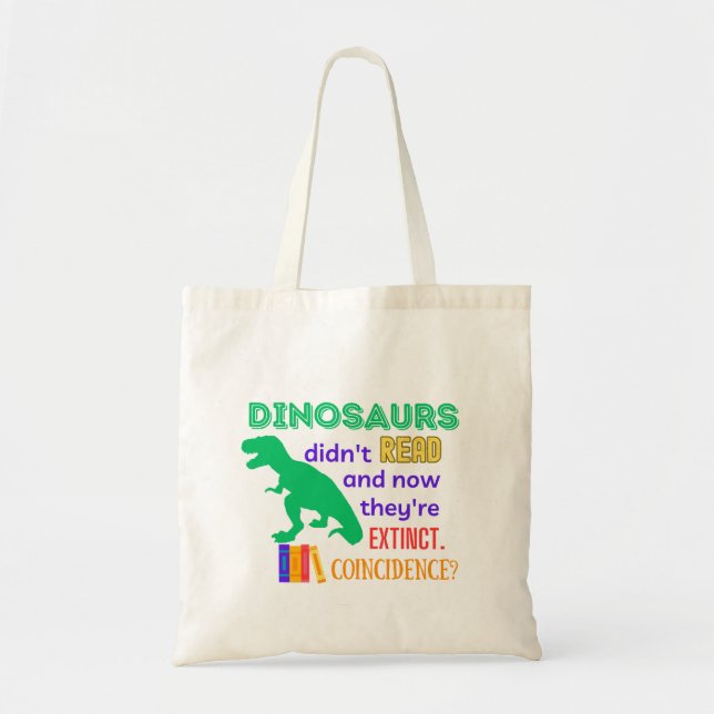 Dinosaur Tote Bibliotek Bag Tygkasse (Framsidan)