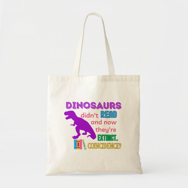 Dinosaur Tote Bibliotek Bag Tygkasse (Framsidan)