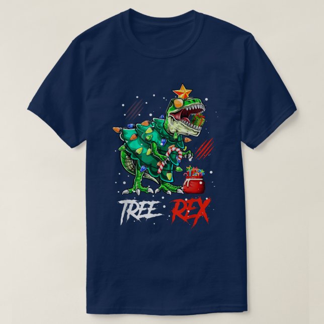 Dinosaur Träd Re jul Ljus Funny T Shirt (Design framsida)