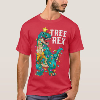 Dinosaur Träd Re Julafton Ljus Funny Tre Dinosaur T Shirt