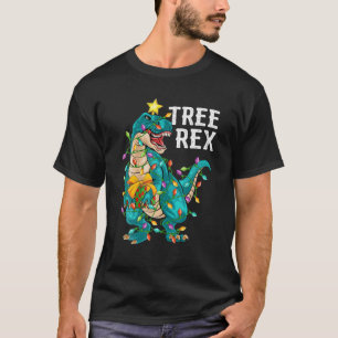 Dinosaur Träd Rex Julafton Ljus Funny Trex Dinosau T Shirt