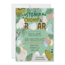 Dinosaur tramp tramp och rytande födelsedagsinbjud