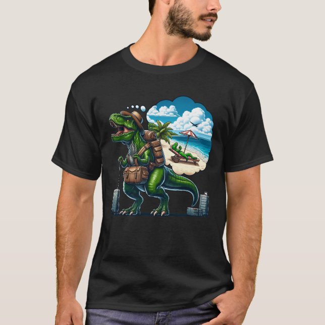 Dinosaur Travel Traveler Resande Vacation Sea T Shirt (Framsida)