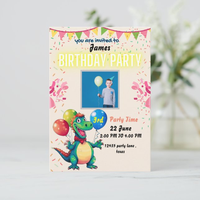Dinosaur Tre Rex 3-års födelsedagsfest Inbjudan (Stående Fram)