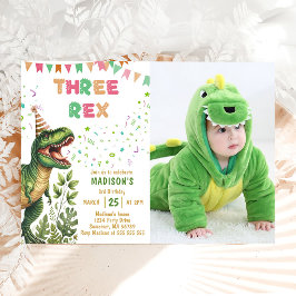 Dinosaur Tre Rex 3-års födelsedagsfest Inbjudningar