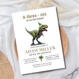 Dinosaur Tre Rex Födelsedag 3-årsdag Pojkar Dino Inbjudningar