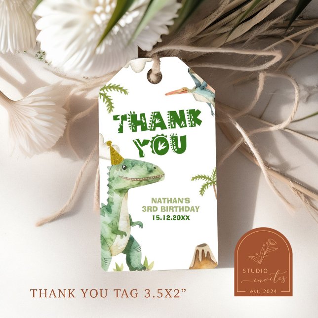 Dinosaur Tre-Rex Pojkens Presentkort Presentetikett (Skapare uppladdad)