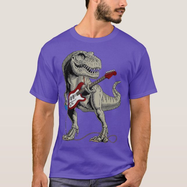 Dinosaur TRe Spela Bass Guitar Gift Tee (Framsida)