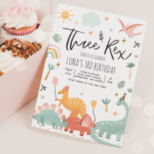 Dinosaur tredubbel Rex 3:e födelsedag Party