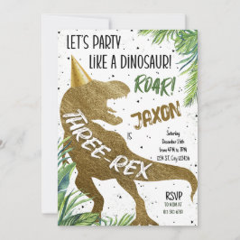 Dinosaur trerex 3:e födelsedag Party T-Rex Inbjudningar