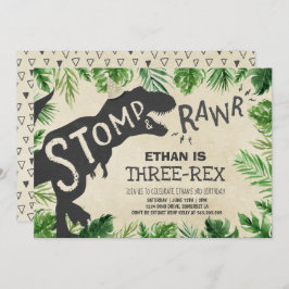Dinosaur trerex födelsedagsinbjudan Boy Dino Inbjudningar