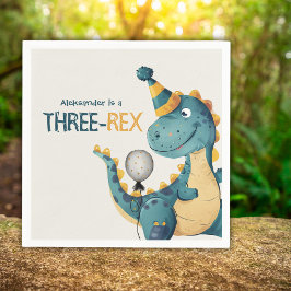 Dinosaur Trex 3 Rex 3:e födelsedag Party Pappersservett