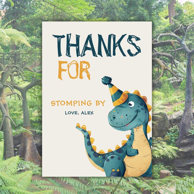 Dinosaur Trex 3 Rex 3:e födelsedag Party Tack Kort (Skapare uppladdad)