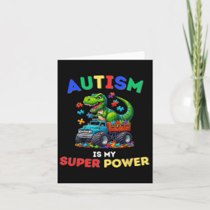 Dinosaur Trex Autism är min supermaktism Medveten Kort