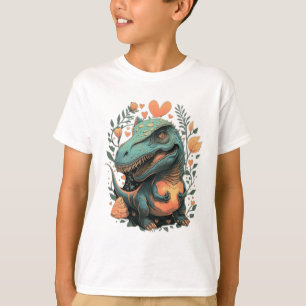 Dinosaur trex, blommigt t shirt