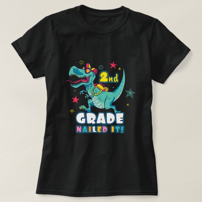 Dinosaur TRex Funny 2:a Klass School Student T Shirt (Design framsida)