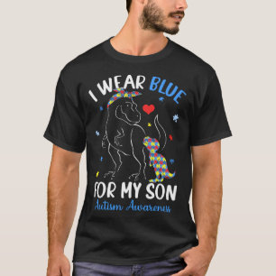 Dinosaur TRex jag bär blått för min son Autism Acc T Shirt