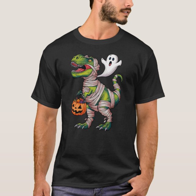Dinosaur Trex Spöke Småpojkar Halloween Barn T Shirt (Framsida)