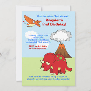 Dinosaur Triceratops Anpassningsbar Birthday Inves Inbjudningar