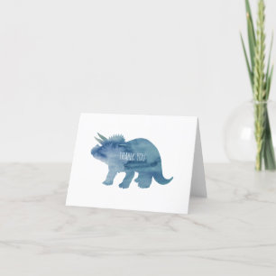 Dinosaur Triceratops Blue Silhouette Tack Kort